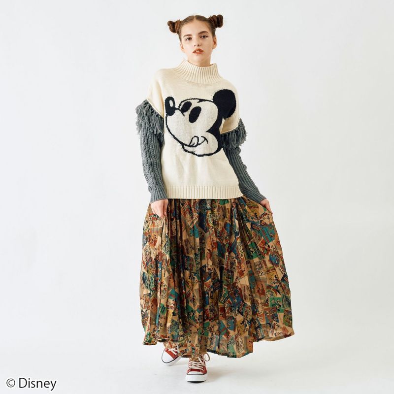 【Disney(ディズニー)】ミッキーマウス/総柄プリーツスカート(4GEEKs by SPIRALGIRL)