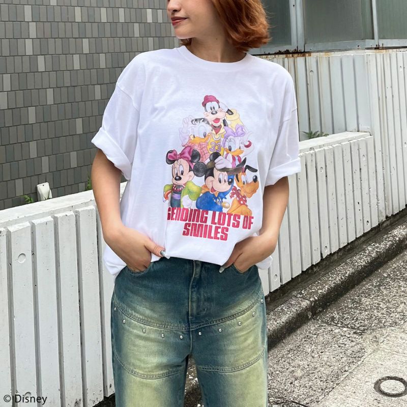 Disney】ミッキー&フレンズ/ヴィンテージ風ピグメントTシャツ