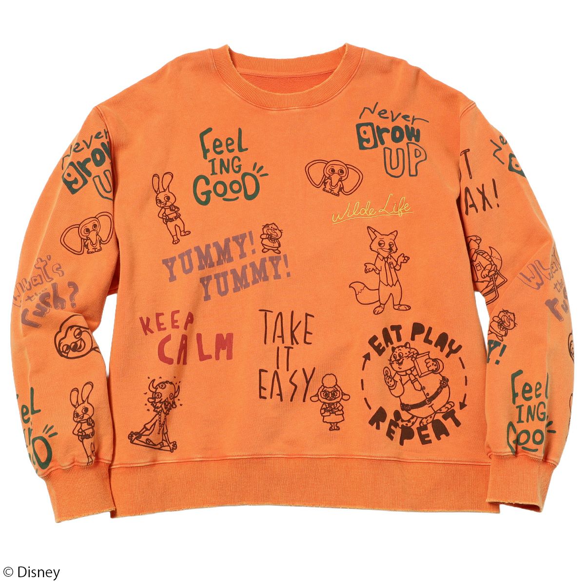 Disney】ズートピア/総柄ヴィンテージ加工スウェット(DOUBLE NAME